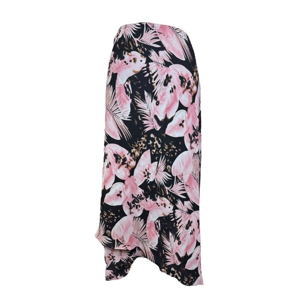 Dress U II Black + Pink Floral Cheetah Print Plus Fairy Hem Maxi Skirt Size 2X